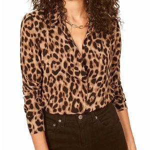 Reformation violet blouse leopard